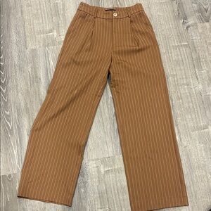 Cotton Candy Tan Pinstripe Pleated  Trousers